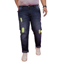 Bigbanana Plus Size Men's Regular Fit Washed Jeans (Vanko,Navy,10Xl)