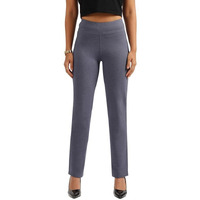 Blissclub Women High Rise Pants (Werkit_Straight_Hema Herringbone-Navy, Medium)