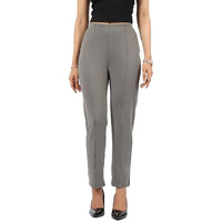 Blissclub Women The Ultimate High Rise Straight Pants|Trousers For Women|Straight Fit|Pintuck Design|Polyester,Dark Grey