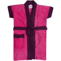 Bumzee Pink & Purple Terry Cotton Girls Bathrobe Age - 2-3 Years