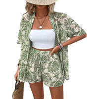 Litzo Beach Dresses For Women Co Ord Set 2 Piece Dress Shirt And Short Beach Wear For Women || Summer Dress (L-85-Xl)