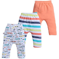 Bumzee Baby Boys Cotton Diaper Pants/Leggings/Pyjamas Orange & Multi - 0-3 Months (Peb10426B-Org)