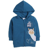 Bumzee Teal Blue Girls Full Sleeves Cotton Hooded Sweatshirt Age - 6-12 Months (Peb9731C-Tel)