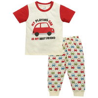 Bumzee Boys Cotton Half Sleeves T-Shirt & Pyjama Set Cream - 3-4 Years (Peb10356G-Crm)