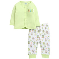 Bumzee Baby Boys Cotton Full Sleeves Jabla & Pyjama Set Green & White - 3-6 Months (Peb10226C-Grn)