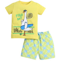 Bumzee Boys Cotton Half Sleeves T-Shirt & Short Set Yellow & Sky Blue - 4-5 Years (Peb10312H-Ylw)