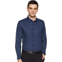 Diverse Men's Printed Slim Fit Formal Shirt (Dcmff03Sc09L03-672_Dark Blue_44)