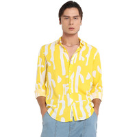 Campus Sutra Men's Regular Fit Shirt (Cbsrm23_Csmssrt5658_Lemon Yellow