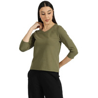 Blissclub Women The Last Tee - V Neck Tee | Womens T-Shirt | 3/4 Sleeves | Last 750+ Washes | Cotton Tee