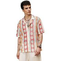 Campus Sutra Men's Regular Shirt (Ccbssod24_Csmovsrt6135_Tangerine Orange:Crimson Red M)