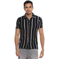 Campus Sutra Men's Regular Fit Button Down Shirt (Sscs23_Csmssrt212_Black L)