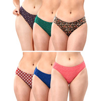 Lyra Soft Cotton Printed Bikini Women's Assorted Underwear Pack Of - 6 | Size - Large | Comfortable Panties | Skin-Friendly Stretchable All-Day Wear