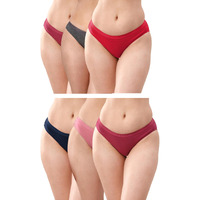 Lyra Lux Women's Pattern/Solid Cotton Panty (Pack Of 6) Pty_203_Ast_6Pc_Multi-Color_Small