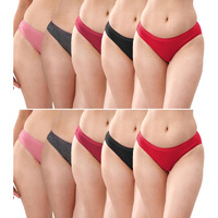 Lyra Lux Women's Pattern/Solid Cotton Panty (Pack Of 10)