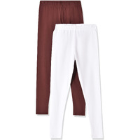 Lyra Girl's Cotton Leggings (Pack Of 2) Kl_2Pc_White & Hot Chocolate_11-12Y