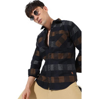 Campus Sutra Men's Multicolour Checkered Collared Button Up Shirt For Casual Wear | Shirt Crafted With Regular Sleeve, Comfort Fit & High-Performance For Everyday Wear