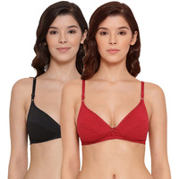Lyra Women's Non-Padded Bra-501 Plunge Bra 501_2Pc_Red Love & Black_38B