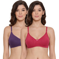 Lyra Women's Non-Padded T-Shirt Bra-511 T-Shirt Bra 511_2Pc_Violet & Poppyred_38B