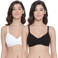 Lyra Women's Non-Padded Secret Support Bra-514 Full Coverage Bra 514_2Pc_White & Black_32B