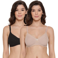 Lyra Women's Non-Padded Secret Support Bra-514 Full Coverage Bra 514_2Pc_Black & Skin_32B
