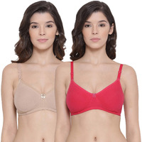 Lyra Women's Non-Padded Secret Support Bra-514 Full Coverage Bra 514_2Pc_Skin & Fuschia_38B