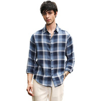 Campus Sutra Men's Navy Blue & Off-White Multi-Checkered Shirt For Casual Wear | Spread Collar | Long Sleeve | Button Closure | Shirt Crafted With Comfort Fit For Everyday Wear