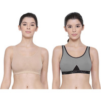Lyra Women's Non-Padded Sports Bra-531 Sports Bra 531_2Pc_Grey & Babypink_S