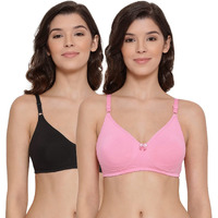 Lyra Women's Moulded Encircled Bra(513) Pack Of 2 White & Black,30B 2Pc_Black & Babypink_40B