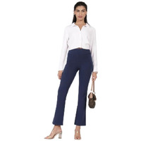 Blissclub Am:Pm Cotton Flare Pants For Women Upto 5'4 Ft | Wide Waistband, 4 Pockets | Bell Bottom Pants And High Waist Trousers For Office Wear