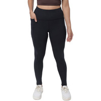 Blissclub Women High Rise Groove-In Cotton Leggings |Ankle Length | Adjustable Inner Drawcord | 2 Deep Side Pockets | Cottonsoft Fabric | Leggings |Fit Type: Skinny Fit, Bliss Black Xl