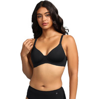 Blissclub Women's Nylon Blend Wire Free Modern Full-Coverage T-Shirt Bra (Bc_Freedamet-Shirtbra_Black_34D_Bliss