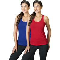Lyra Women's Stretchable Premium Cotton Racerback Tank Top (Pack Of 2)