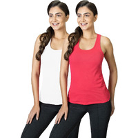 Lyra Women's Stretchable Premium Cotton Racerback Tank Top (Pack Of 2)