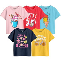 Girls Graphic Printed Pack Of 5 Tees (Bon16107_6-7Y) Multicolour