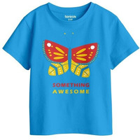 Bon Organik Girl's Regular Fit T-Shirt (Bon16031_Blue