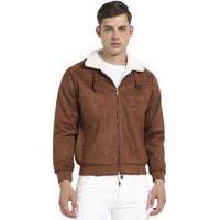 Campus Sutra Suede Men's Car Standard Length Coat (Cbawf23_Csmawjk060Tn_Brown), Small