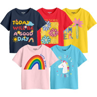Girls Graphic Printed Pack Of 5 Tees (Bon16108_4-5Y)