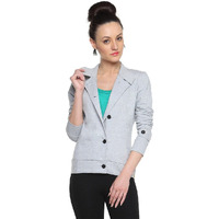 Campus Sutra Grey Womens Buttoned Structured Blazer (Aw15_Jkhnk_W_Pln_Gr_S)
