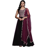 Libas Women's Velvet Lehenga Set (34766_Burgundy_S)