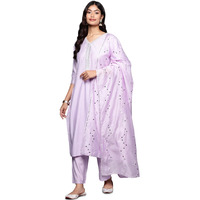 Libas Gerua Womens Yoke Design Silk Blend Straight Kurta With Trousers And Dupatta