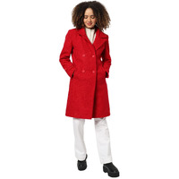 Campus Sutra Women's Red Regular Fit Long Coat For Winter Wear | Collar Neck | Full Sleeve | Buttoned | Casual Jacket For Woman & Girl | Western Stylish Jacket For Women