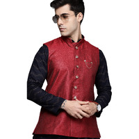 Manyavar Men's Nehru Jacket (Jac231-307_Maroon_M)