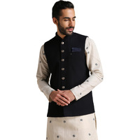 Manyavar Men's Nehru Jacket (Wc0210-306_Blue_3Xl)