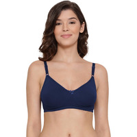 Lyra Women's Cotton Non Padded Wire Free Seamless Bra Navy Blue