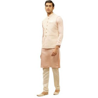 Manyavar Mens Pink Brocade Jacquard Jacket