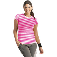 Lyra Women's Printed Striper Round Neck Regular Fit Cotton T-Shirt