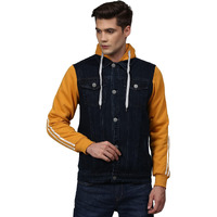 Campus Sutra Men's A-Line Coat (Cb22_Jkdenim2L_M_Pln_Chmus_Blue:Yellow_S)