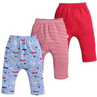 Bumzee Baby Boys Cotton Diaper Pants/Leggings/Pyjamas Sky Blue & Red - 0-3 Months (Peb10429B-Sbl)
