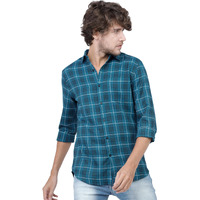 Ketch Mens Teal/Black Slim Fit Shirt