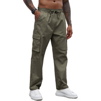 Cb-Colebrook Men's Casual Cargo Pants Cotton Drawstring Athletic Jogger Sweatpants For Men (In, Alpha, M, Regular, Khaki)